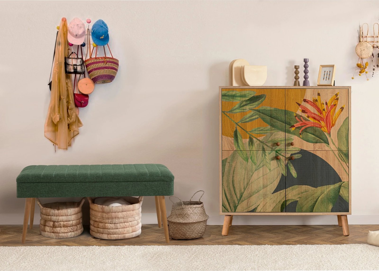 Set mobiljesh për korridor, Sonomo dhe e gjelbër, Skye Decor Multilux - Saka - 1070