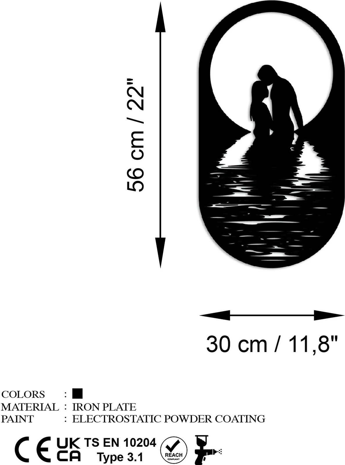 Aksesor dekorativ metalik për mur, Wallity, Romantik