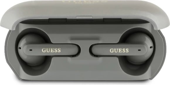 Kufje Bluetooth TWS Guess Elongated Metalic Printed Logo me docking station, Gri Kufje Bluetooth TWS Guess Elongated Metalic Printed Logo me docking station, Gri