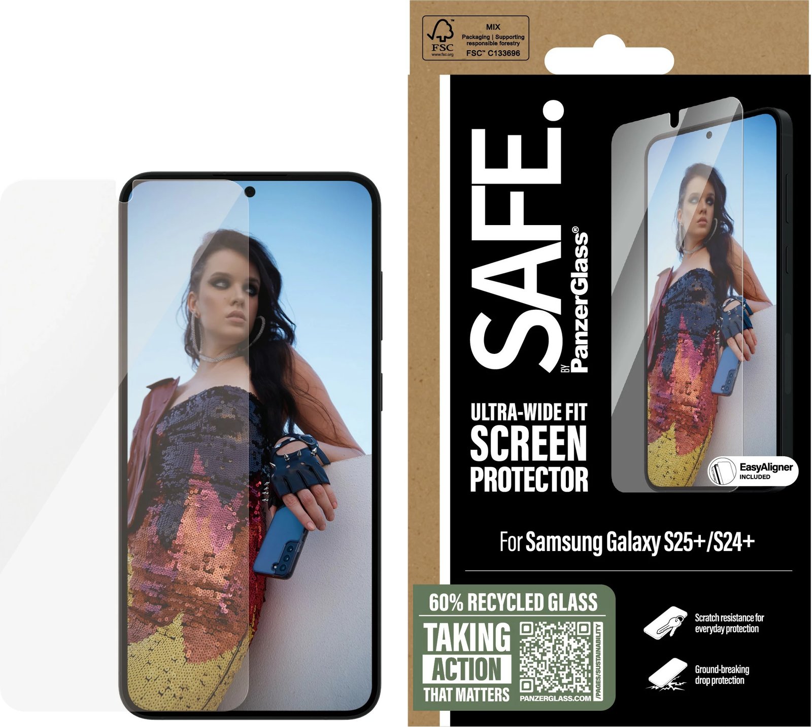 Mbrojtës ekrani PanzerGlass për Samsung Galaxy S25 Plus, transparent