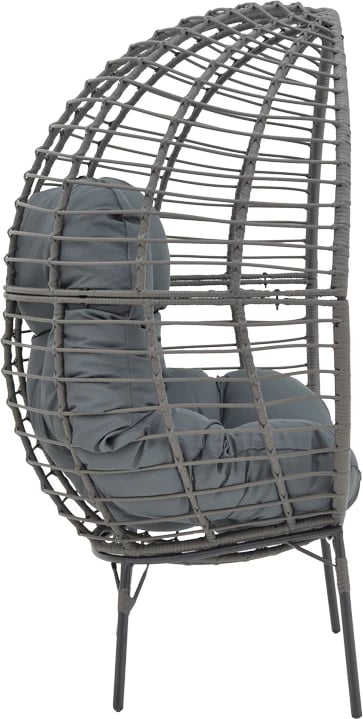 Karrige Nestie, bastun, ngjyrë gri, këmbë metalike, jastëk gri, 102x80x155cm