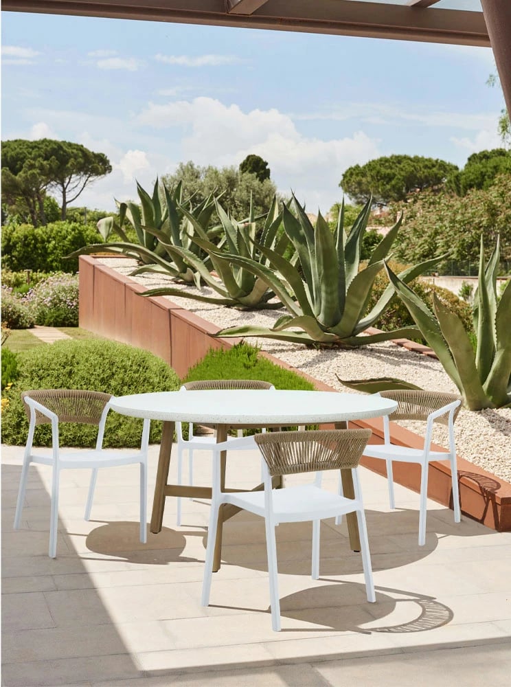 Tavolinë mozaik, ngjyrë natyrale, 150x150x76cm