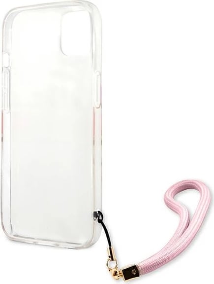 Mbështjellës Guess GUHCP13MKCABPI për iPhone 13 6.1", Camo Strap, rozë