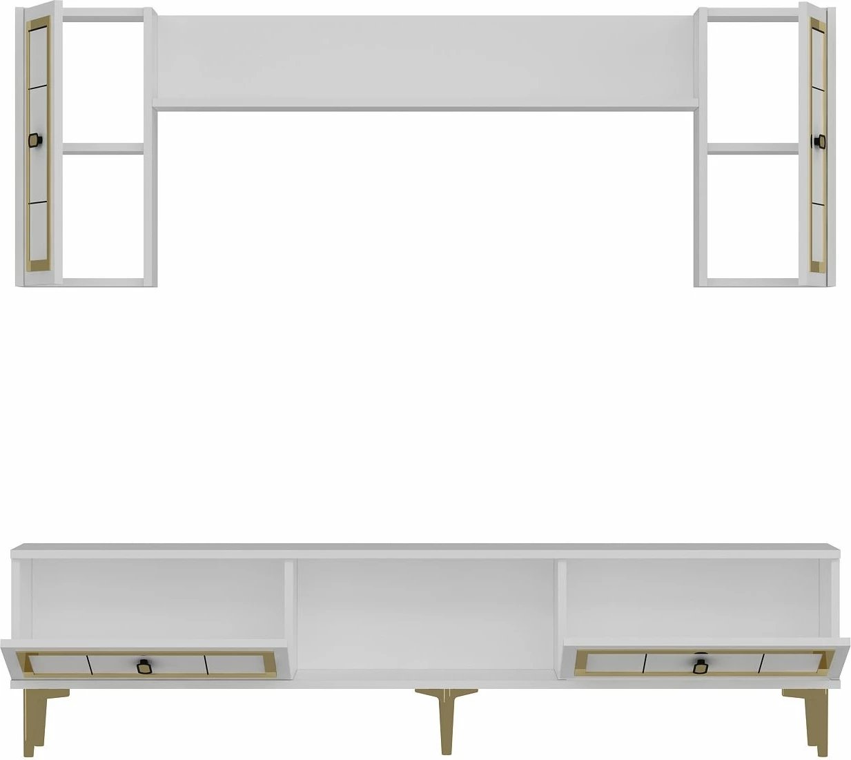 Njësi TV Skye Decor, e bardhë, ari