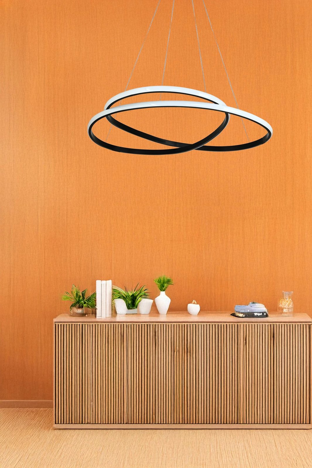 Llambë varëse Opviq Orbit, trup i zi, dritë e bardhë