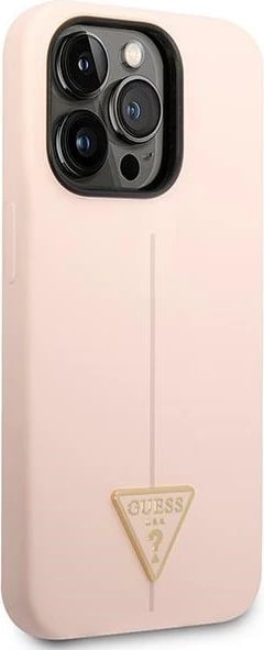 Mbështjellës Guess GUHCP14LSLTGP për iPhone 14 Pro 6.1", silikon, rozë