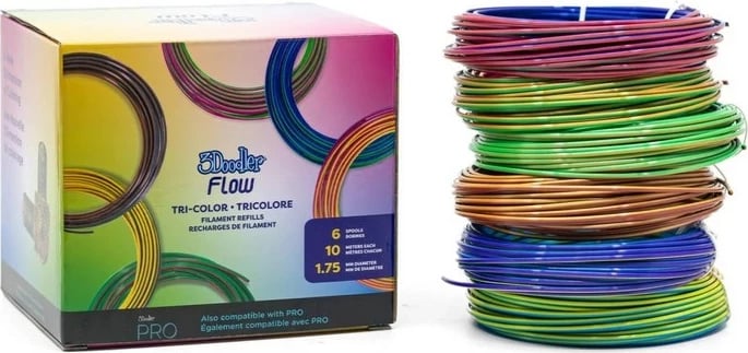 Filament PLA 3Doodler FLOW-TRIFILLS, 6 ngjyra, 260g