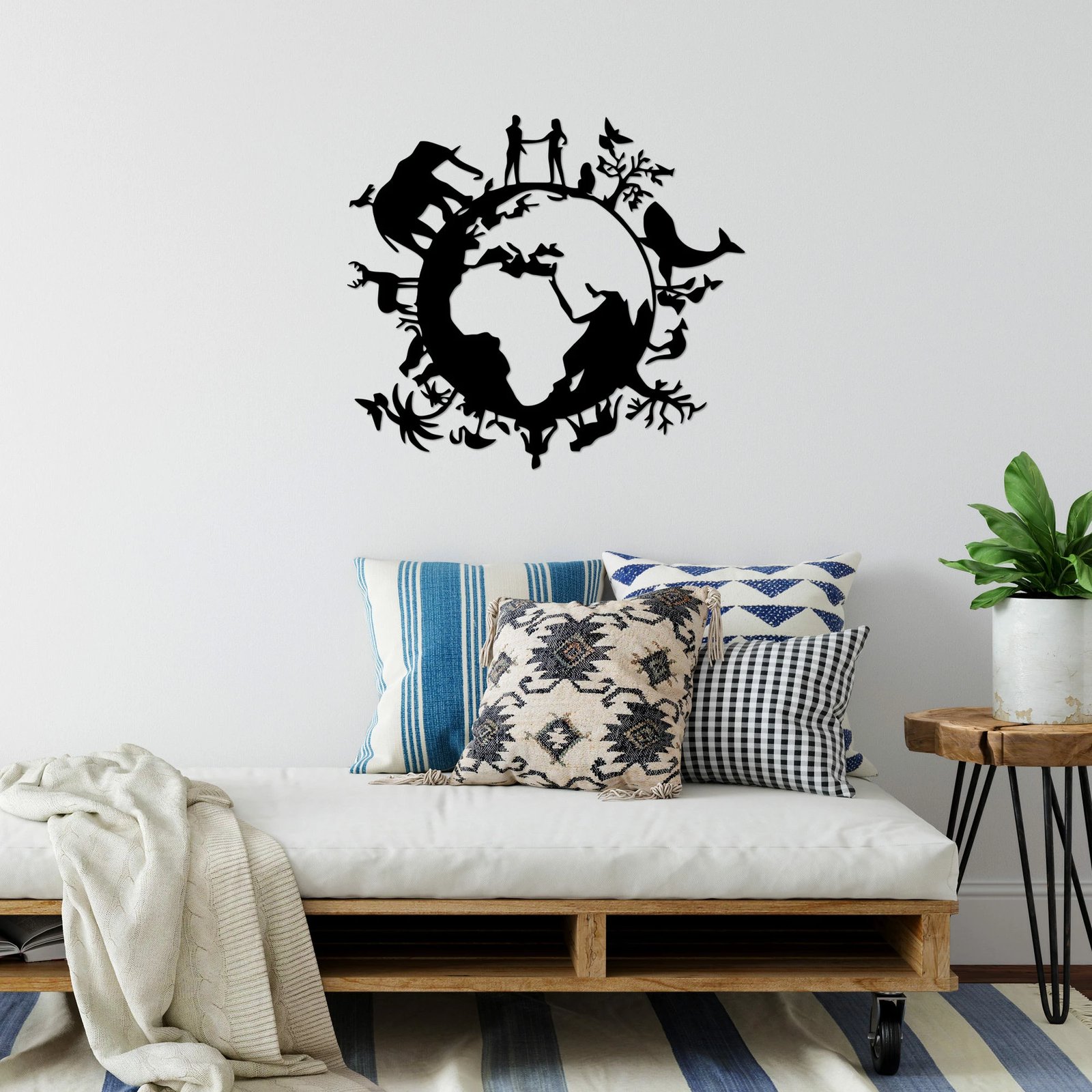 Aksesor dekorativ muri prej metali, Animal World, Wallity, 62x70cm, i zi