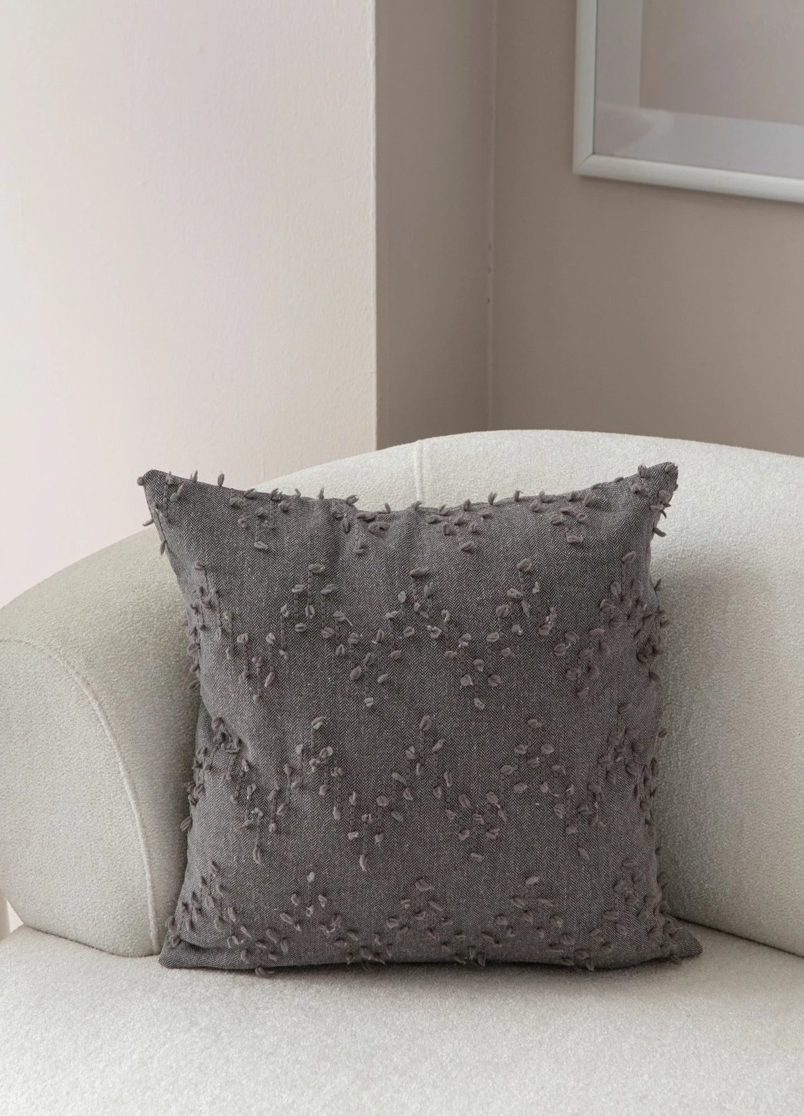 Jastëk dekorativ, mbulesë, ngjyrë gri, Evila Originals, Tuffet v4, 43x43cm
