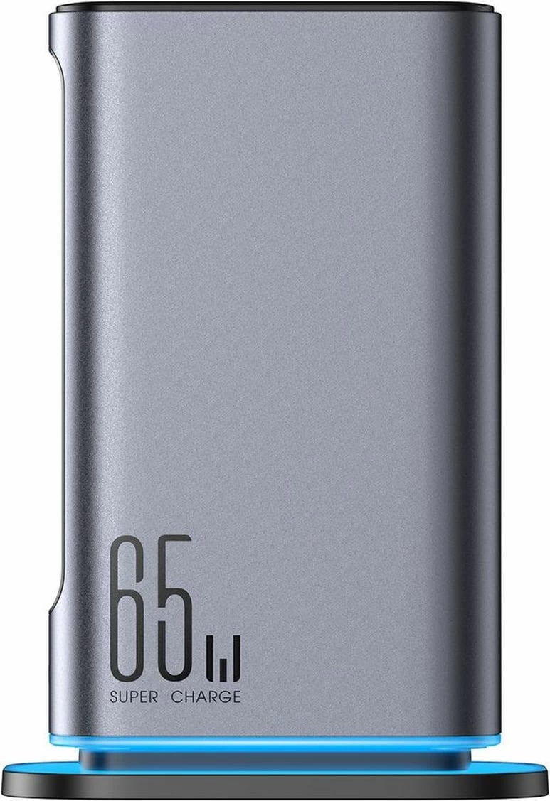 karikues muri GaN 65W, Joyroom JR-TCM02, stacion karikimi 6 porta (4xUSB-C + 2xUSB-A), prizë UK, kabllo 1.5 m, gri