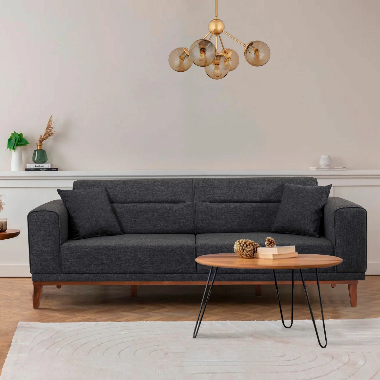 Set divani-krevat me karrige, ngjyrë antracit, LİONES-TKM1-1053