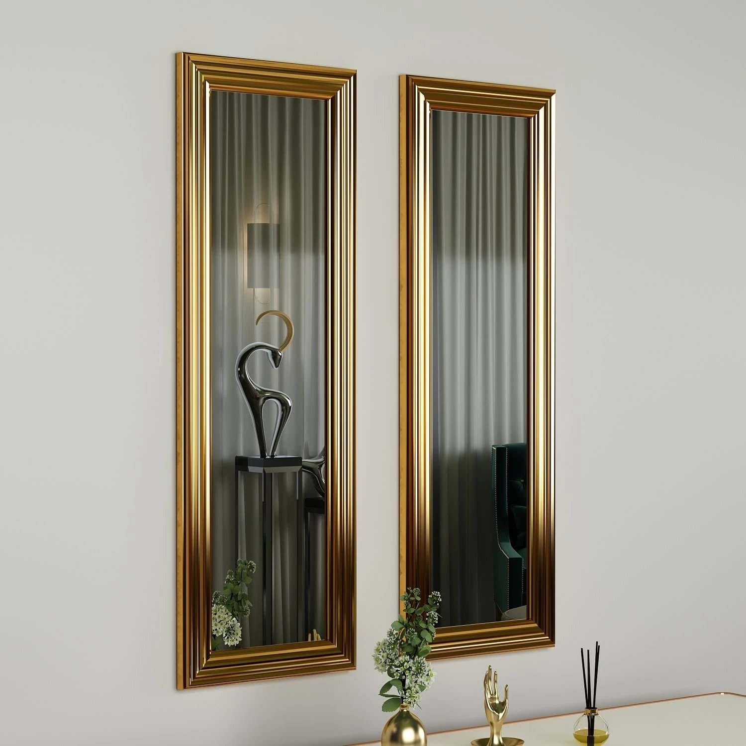 Set pasqyrash (2 copë), Hanah Home, Candy, ngjyrë ari