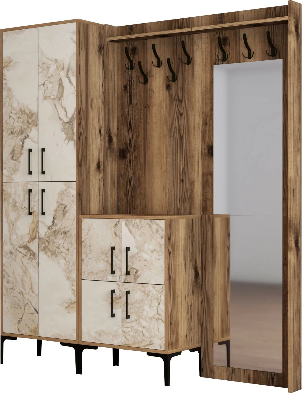 Stendë për korridor Berlin ABC, ngjyrë arre, mermer i bardhë