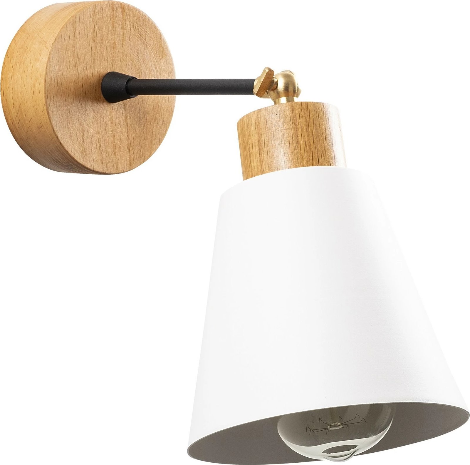 Llambë muri Opviq, Manavgat - N-618, e bardhë, trup metalik, bazë druri Llambë muri Opviq, Manavgat - N-618, e bardhë, trup metalik, bazë druri