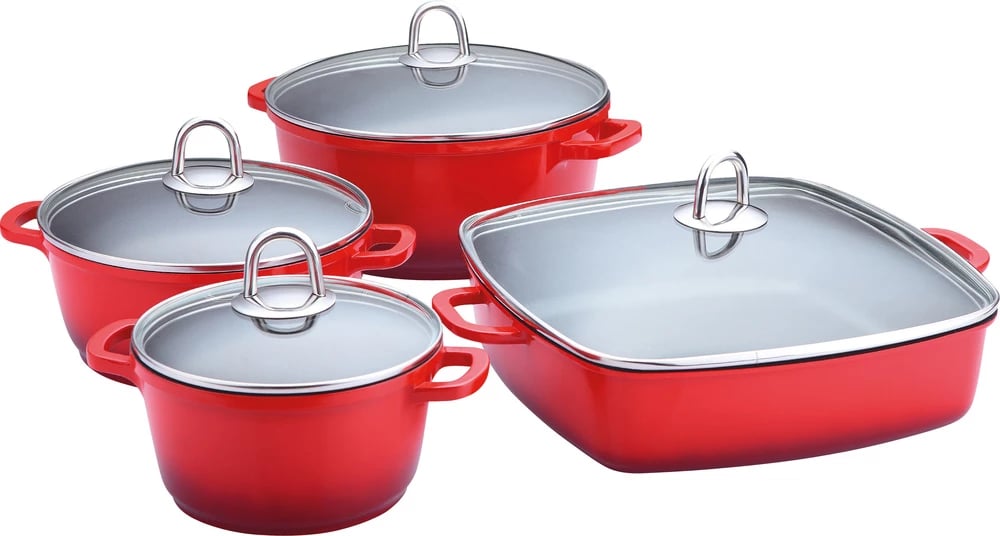 Set tenxhere Lamart K16202428, 8 pjesë, të kuqe