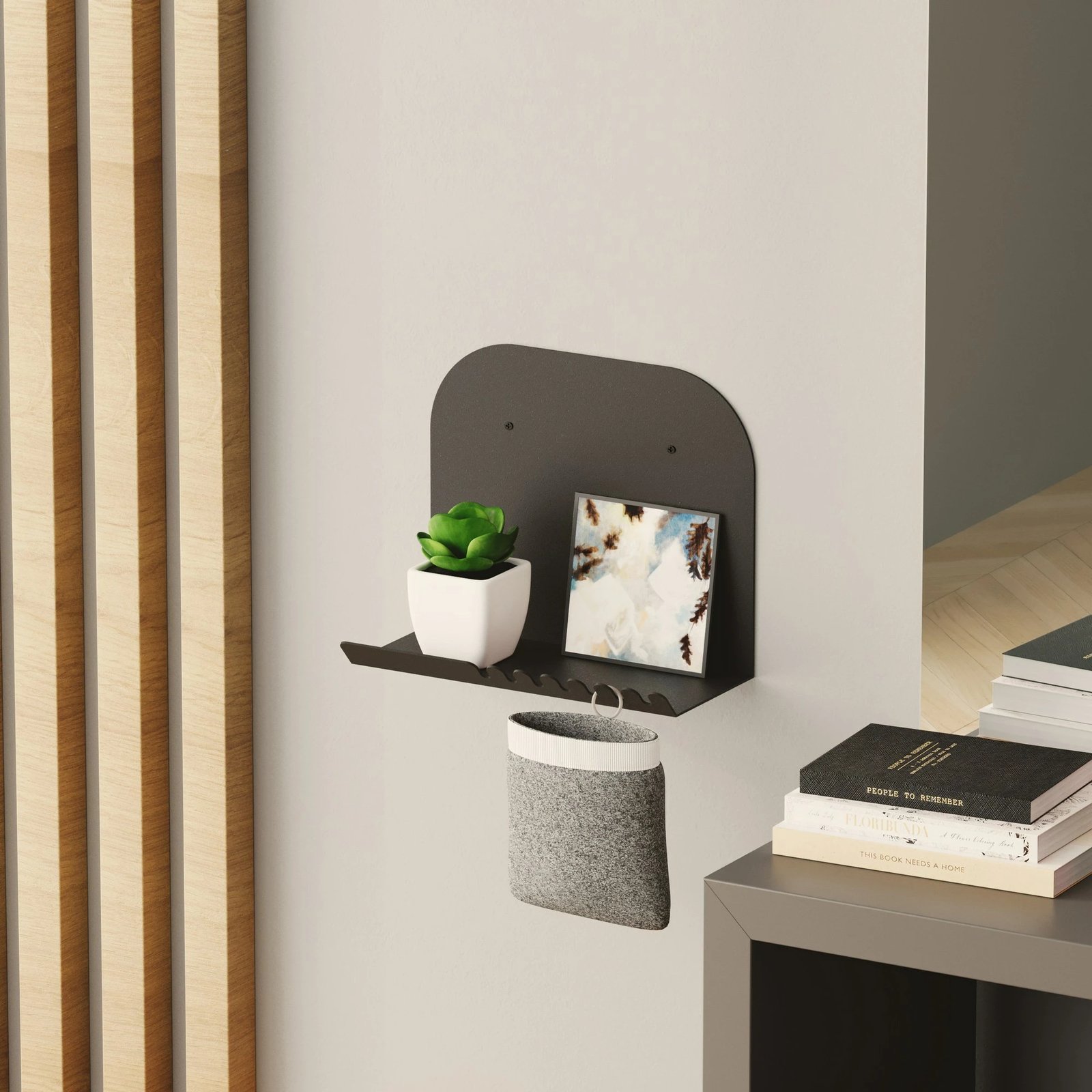 Raft muri Hanah Home, xhep i shkurtër, ngjyrë e zezë