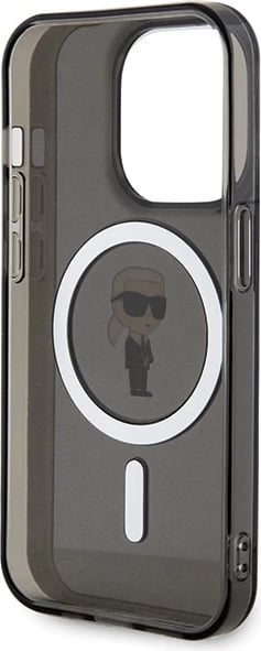 Mbështjellës, Karl Lagerfeld, KLHMP15XHFCKNOK IML Ikonik MagSafe, hardcase TPU/PC, për iPhone 15 Pro Max 6.7", i zi
