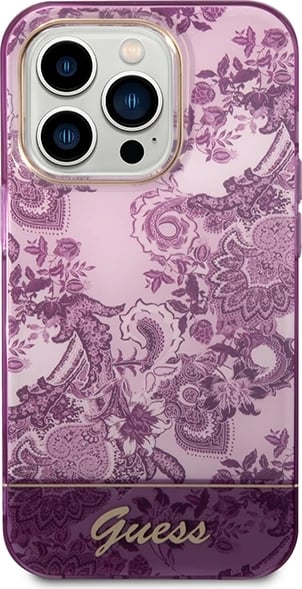 Mbështjellës Guess Porcelain Collection për iPhone 14 Pro Max, fuchsia Mbështjellës Guess Porcelain Collection për iPhone 14 Pro Max, fuchsia