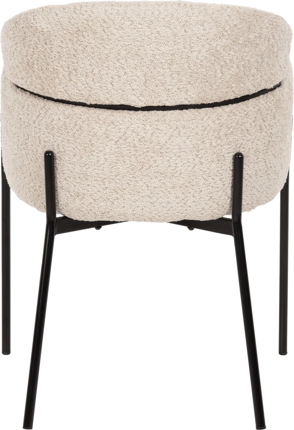 Karrige me krahë WOLF FH8583.02, pëlhurë boucle ecru, këmbë metali të zeza, 58x58x80H cm., set prej 2 copë