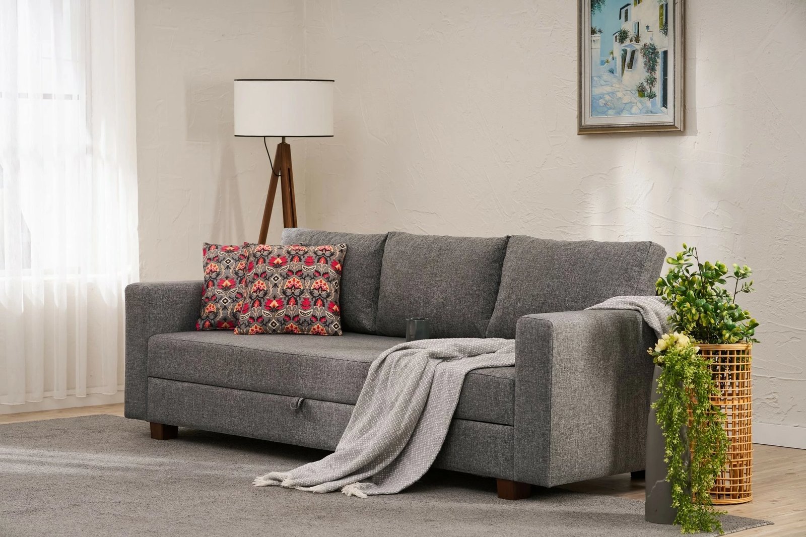 Krevat-divan treshe Atelier del Sofa, Aly, ngjyrë gri