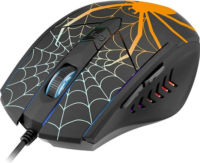 Maus gaming Tracer Black Widow, optik me kabllo USB 1.3 m, 800-1600 DPI, 6 butona, RGB, i zi
