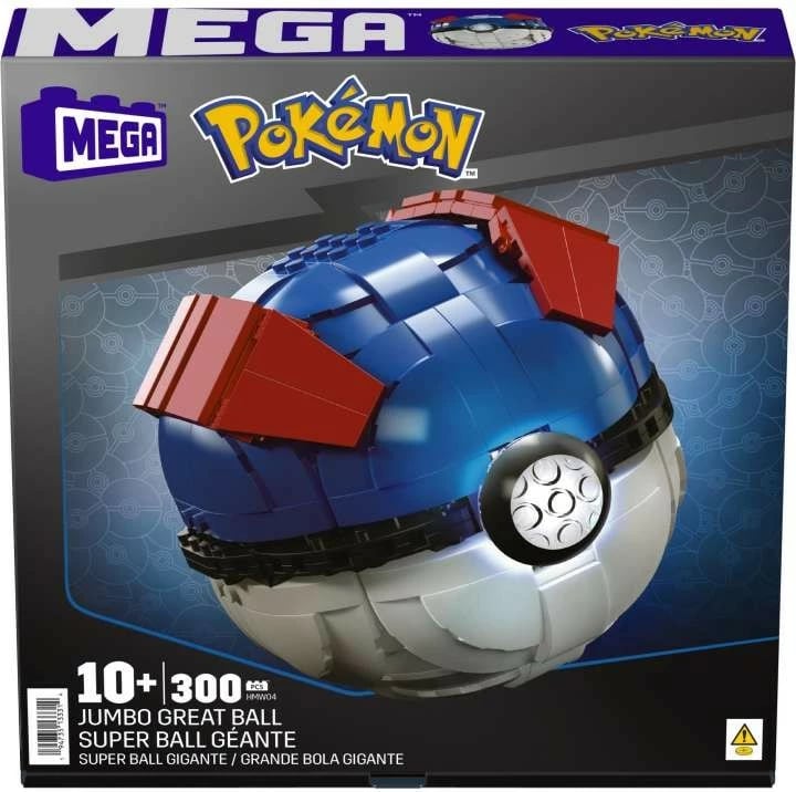 Set ndërtimi Mega Bloks Mega Construx HMW04, Pokémon Great Ball, 300 pjesë, Plastikë