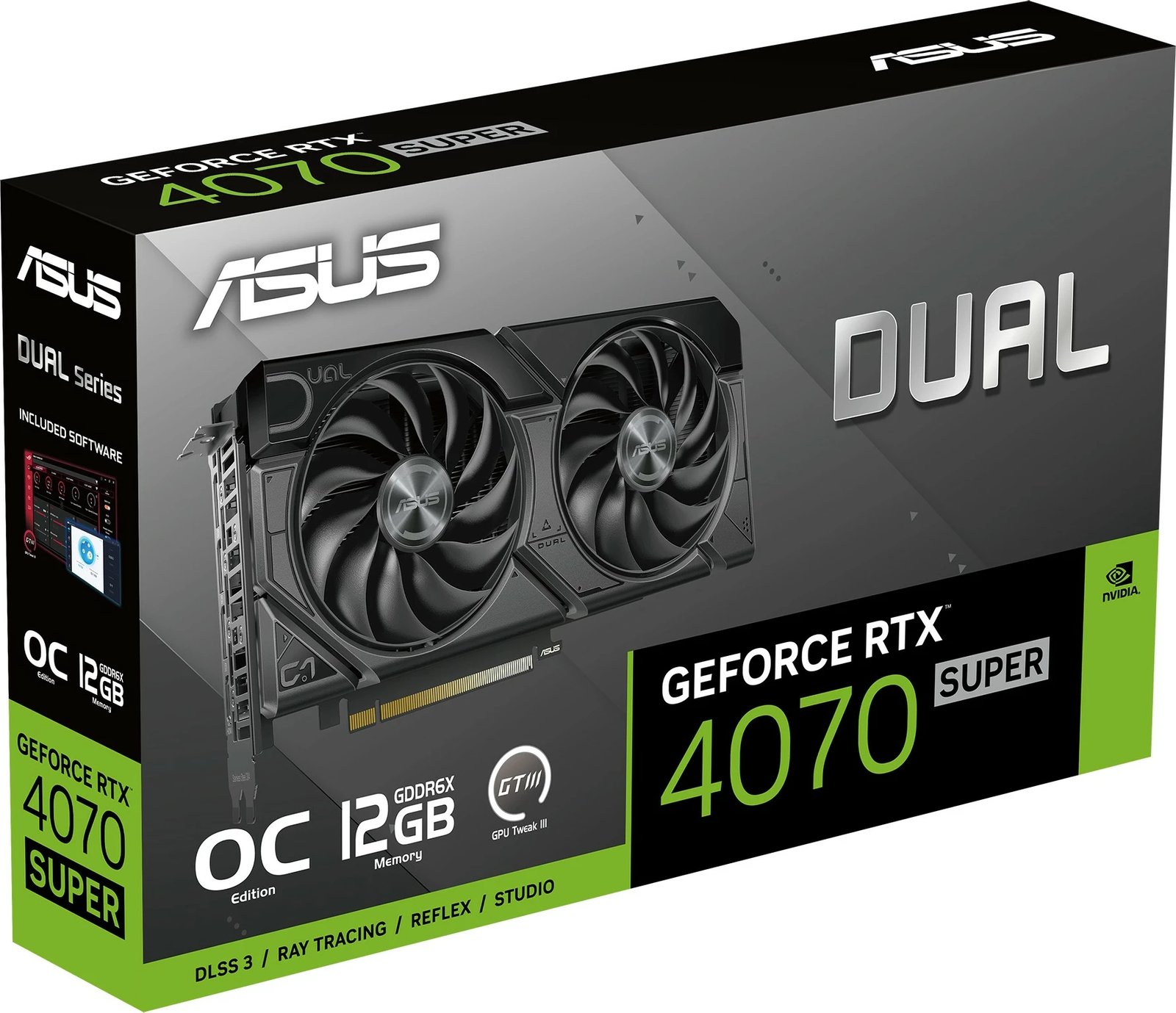 Kartelë grafike ASUS Dual GeForce RTX 4070 SUPER EVO, 12 GB, GDDR6X, PCI Express 4.0, e zezë