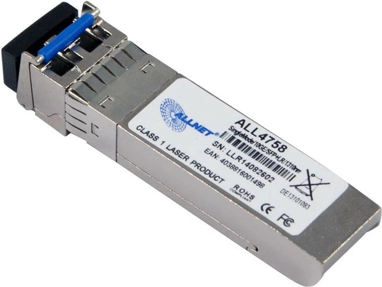 Transceiver optik ALLNET ALL4758-INDU, 10000 Mbit/s, SFP+, LC, 9/125 µm, argjendtë