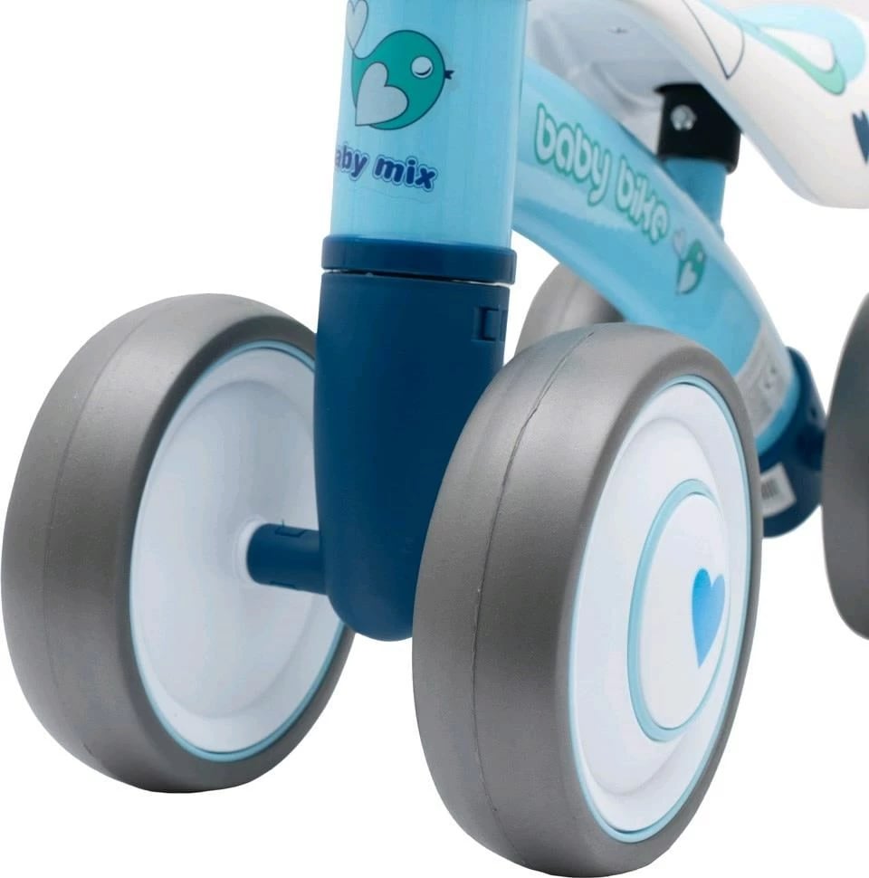 Biçikletë balancuese bebe, BABY MIX, Baby Bike Fruit, kornizë çeliku e lehtë, 4 rrota shkumë, 12–36m, rozë