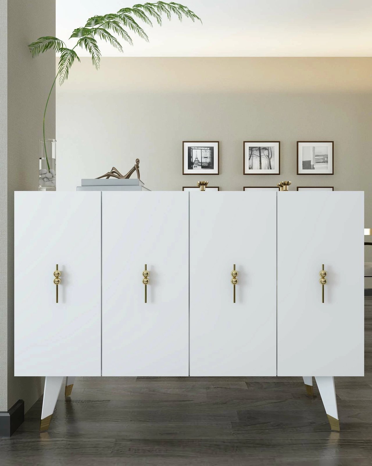 Konsol Skye Decor, e bardhë, e artë, 8167KM-32