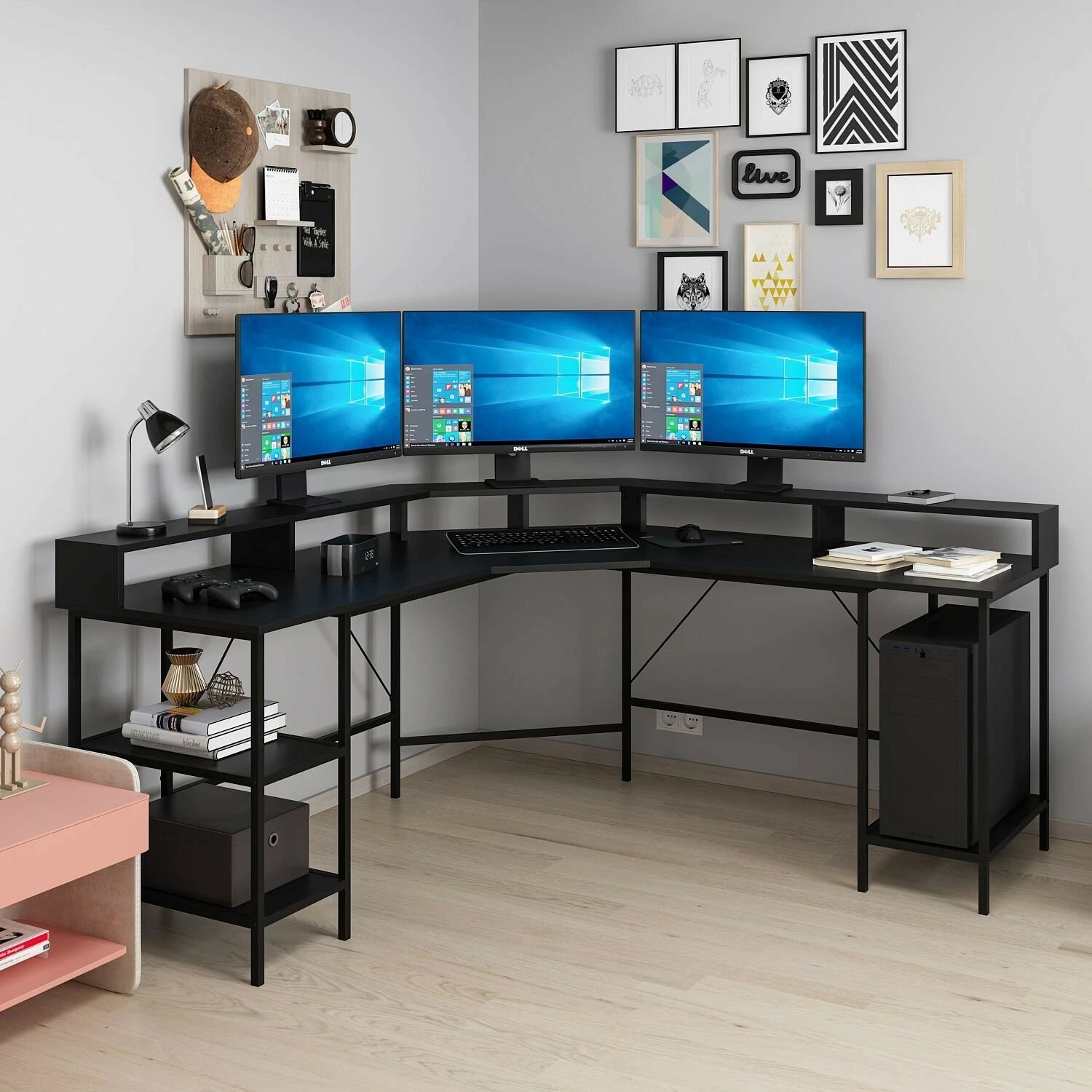 Tavolinë pune për studim, ngjyrë e zezë, Skye Decor, Power