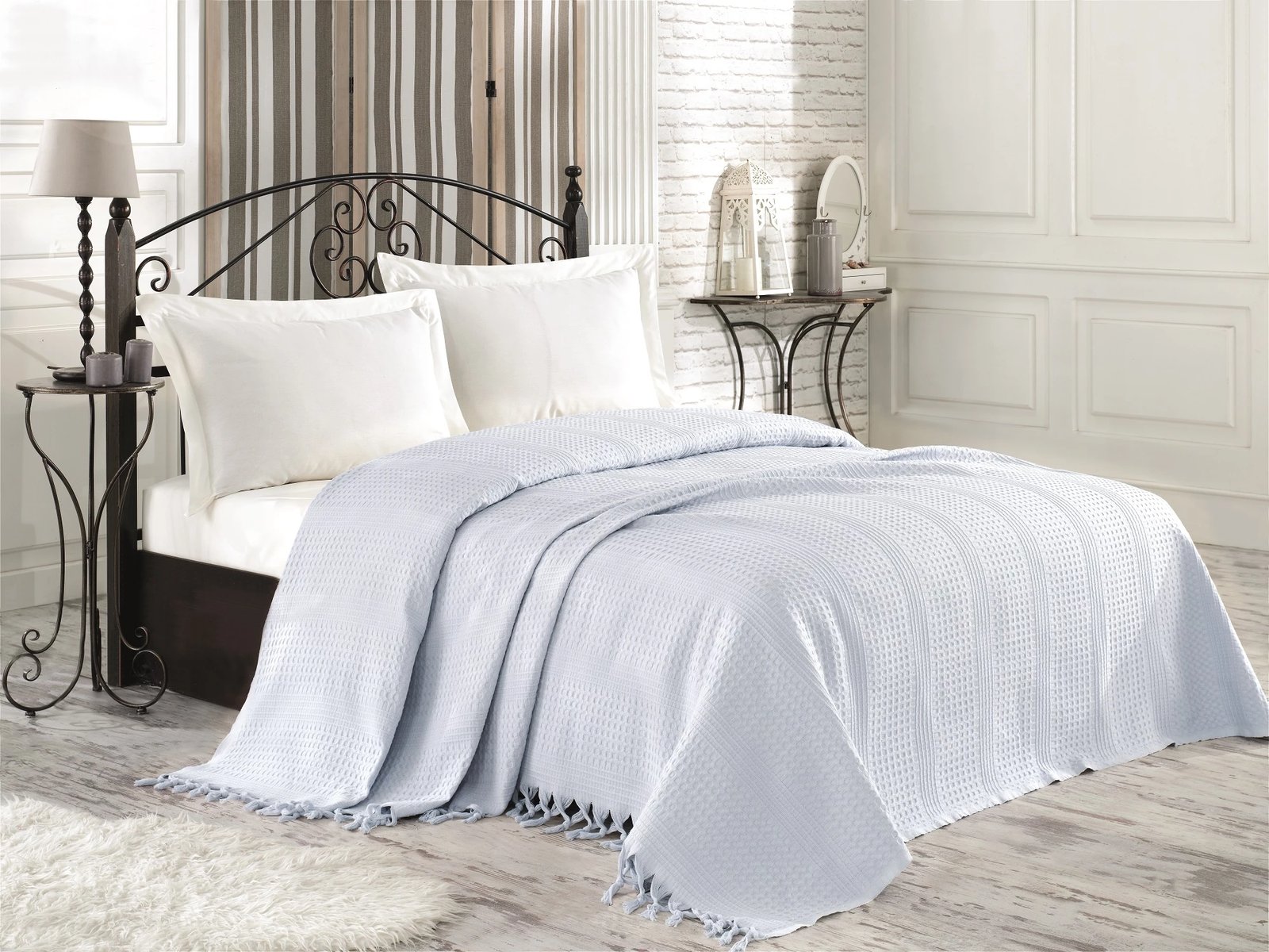 Çarçaf Double Pique, ngjyrë qielli e çelët, 220x240cm