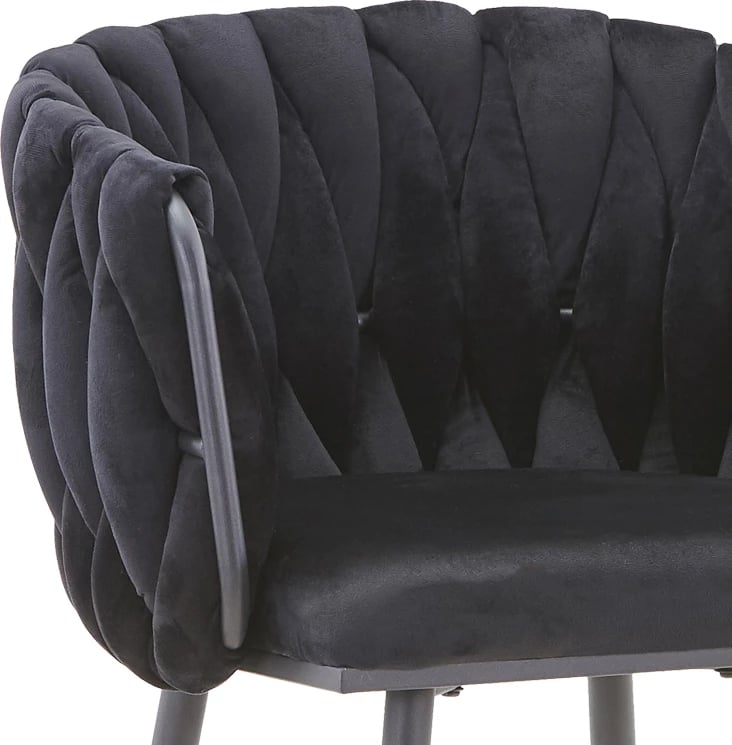 Karrige për bar Vivian, kadife e zezë, këmbë metalike, 57x50x100cm