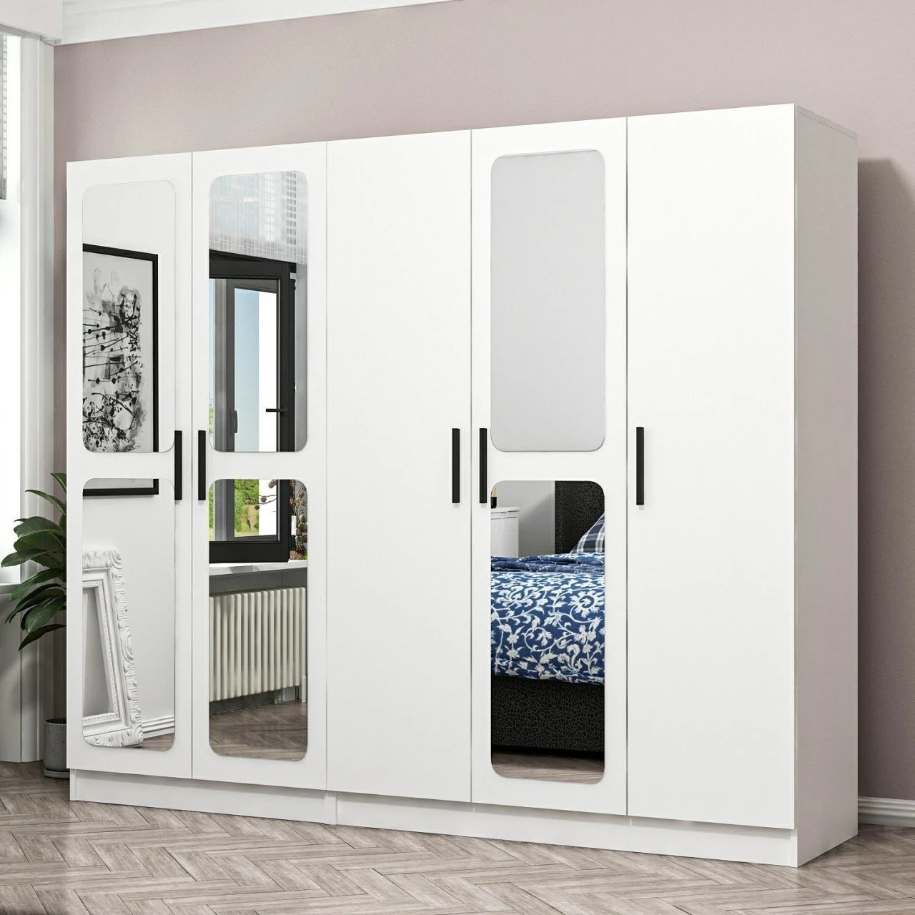 Dollap i madh për dhomë gjumi, ngjyrë e bardhë, Skye Decor, 3816