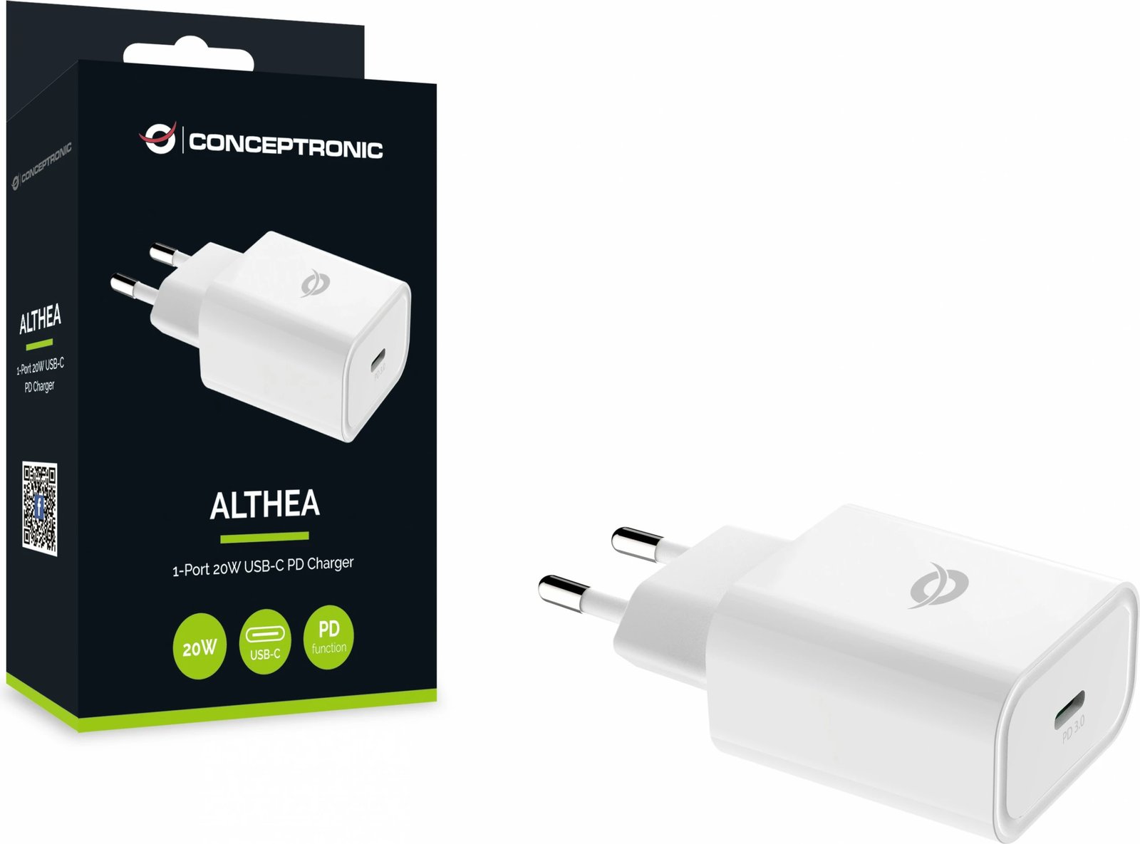 Karikues Conceptronic USB-C 20W PD3.0 i bardhë