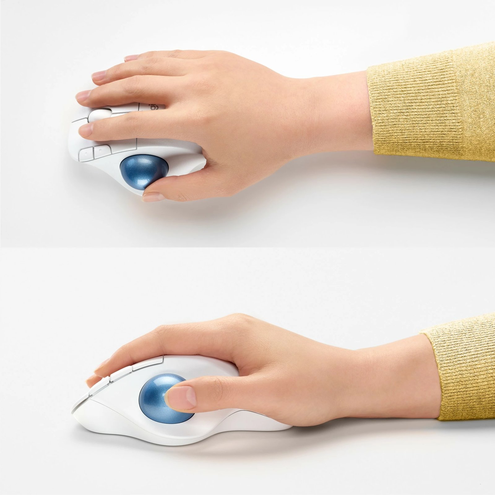 Maus Logitech M575 ERGO wireless trackball, i bardhë