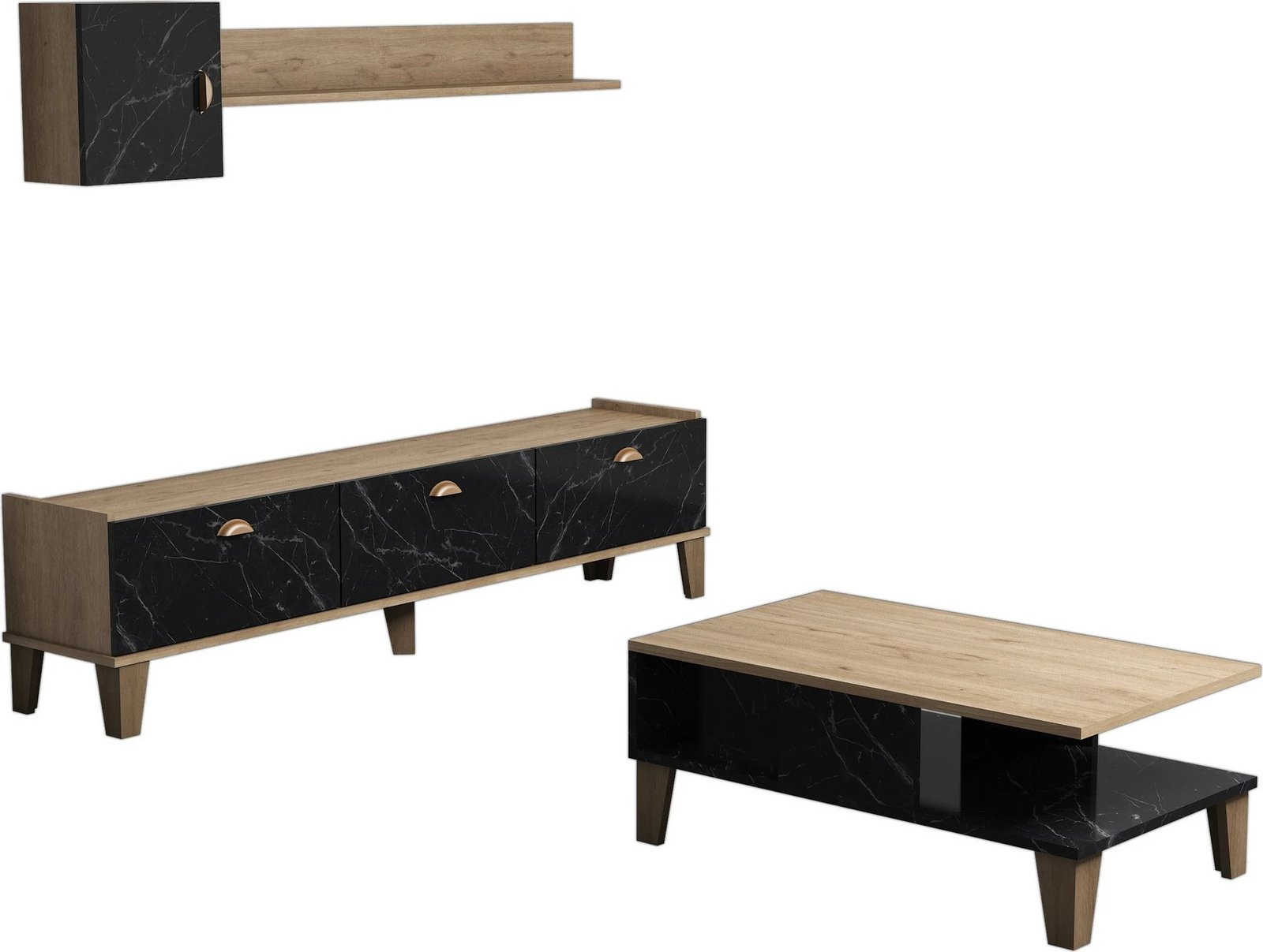 Set mobiljesh për dhomë dite Hanah Home, Sumer G5030, ngjyrë lis dhe mermer