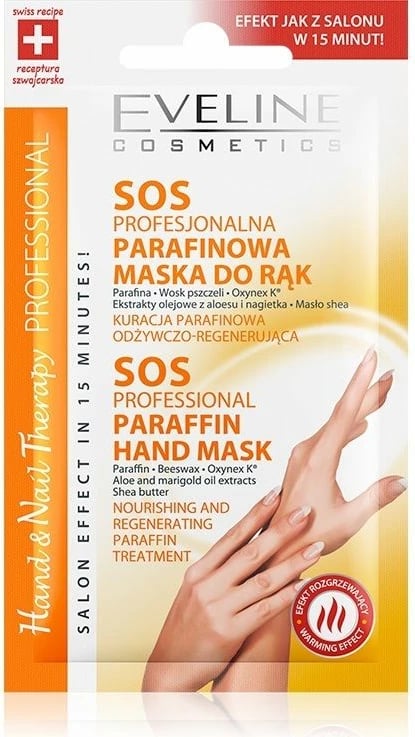 Maskë për duar Eveline Cosmetics Hand&Nail Therapy Professional SOS Parafin, 7ml