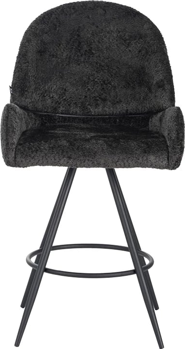 Karrige për bar Morea rrotulluese, ngjyrë e zezë, këmbë metalike të zeza, 68x66x82.5cm