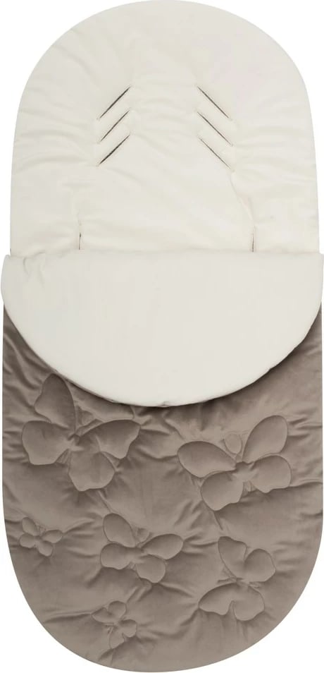Futëse dimri për bebe, New Baby, Butterfly, 95x45 cm, për karrocë dhe ulëse makine, vrima për rripa 5-pikësh, ecru