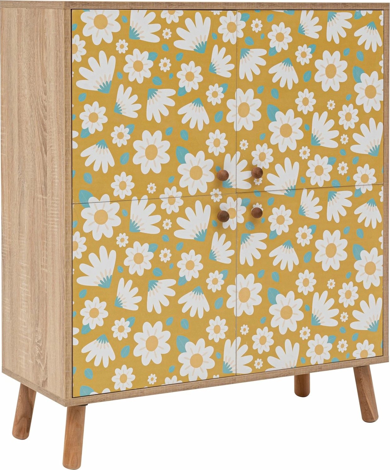 Dollap multifunksional Hanah Home, Multilüx Posy, ngjyrë sonomo, e verdhë dhe e bardhë