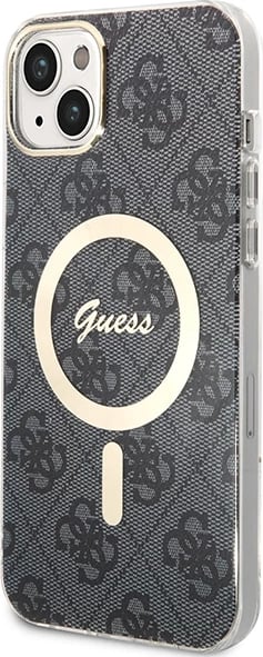 Set mbështjellës Guess GUBPP14MH4EACSK me karikues wireless për iPhone 14 Plus 6.7", zi, 4G Print, MagSafe