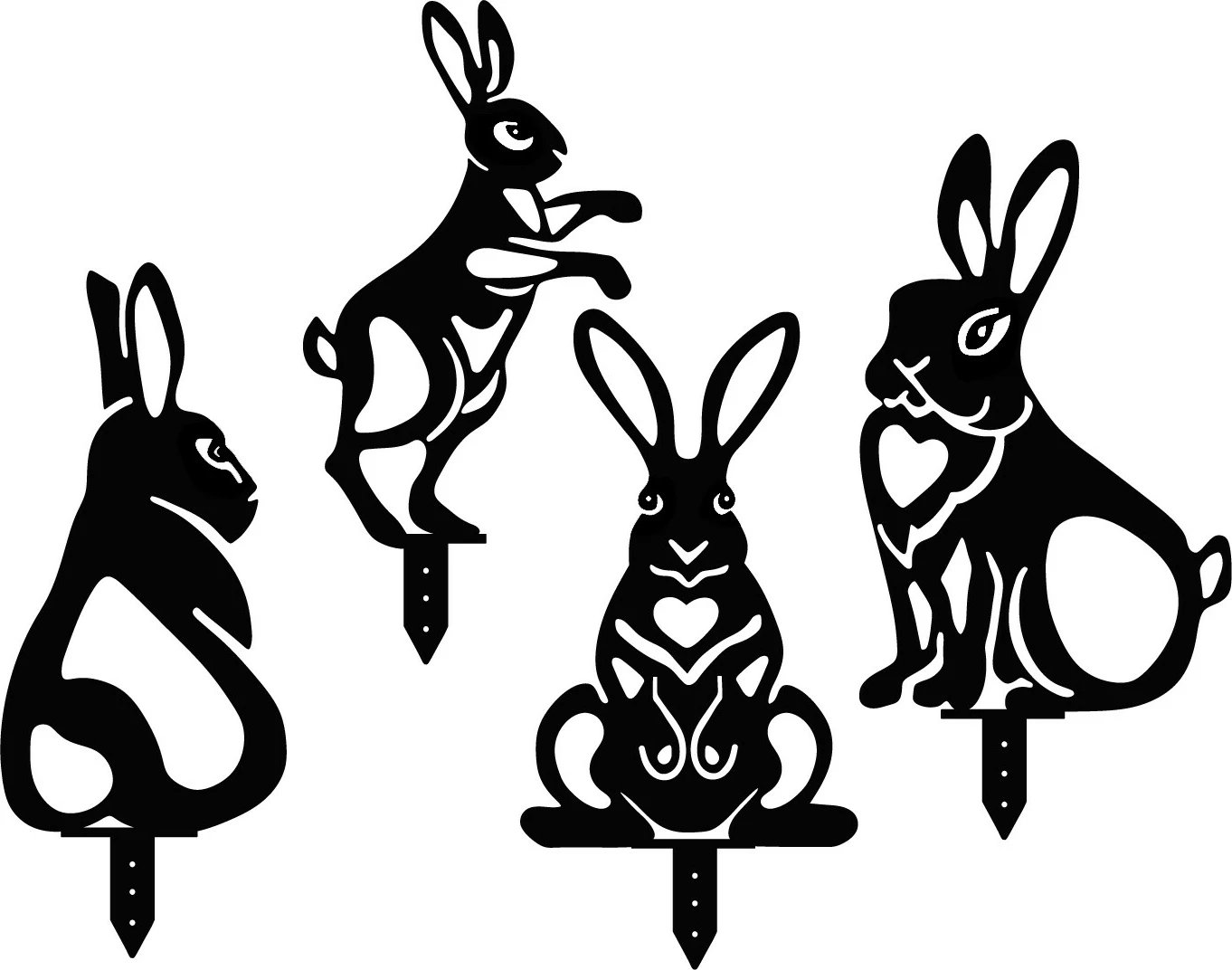 Set dekorativ për kopsht, lepuj metalik, Aberto Design, ngjyrë e zezë