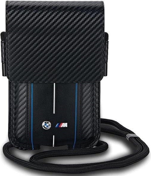 Mbështjellës BMW Carbon & Blue Stripe për telefon, i zi