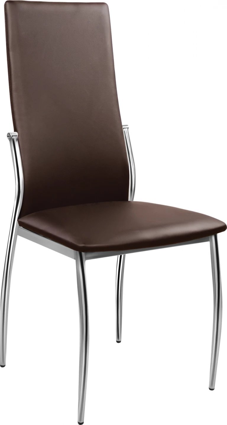 Karrige ngrënie Kim FH0080.05, ngjyrë kafe PU me kornizë metalike 45X55X99 cm, set prej 4 copë