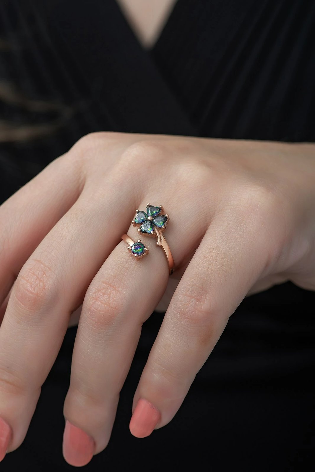 Unazë argjendi Jumeon, ngjyrë rozë ari, Mistique Topaz, TRDYL948