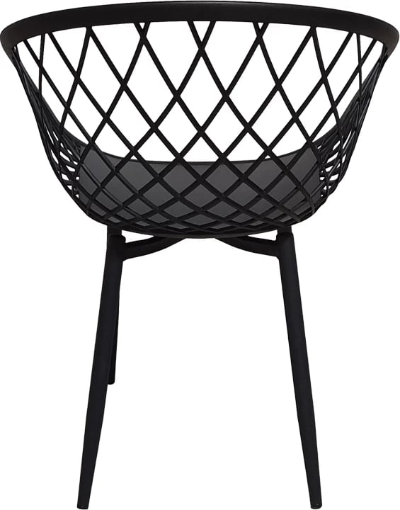 Karrige me mbështetëse Ezra, ngjyrë e zezë, këmbë metalike të zeza, 62x42x82cm (set prej 4 copash)