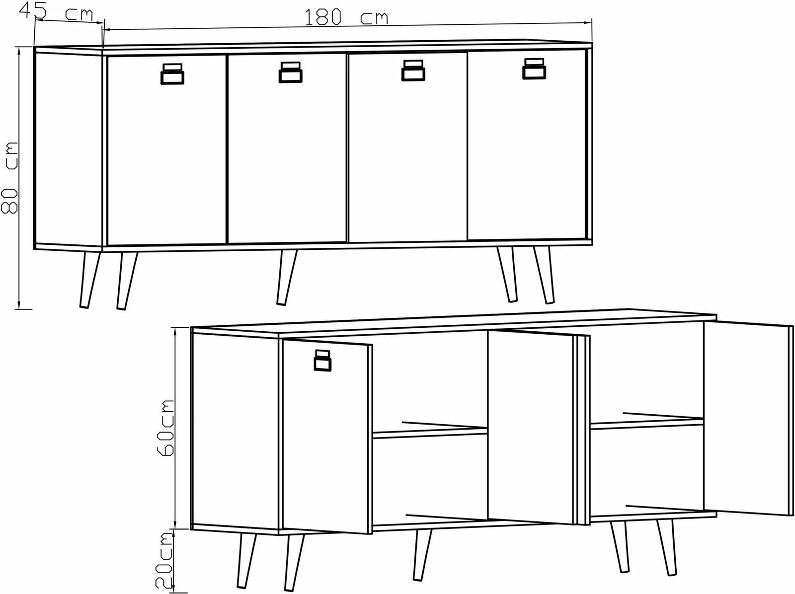 Konsolë moderne Skye Decor, Mirza 180, ngjyrë lis safir dhe e bardhë