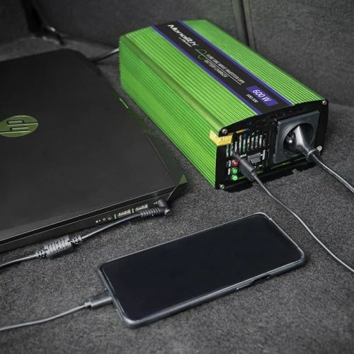 Invertor Qoltec Monolith 51940, 600 W, 12V në 230V, Auto, Gjelbër Invertor Qoltec Monolith 51940, 600 W, 12V në 230V, Auto, Gjelbër