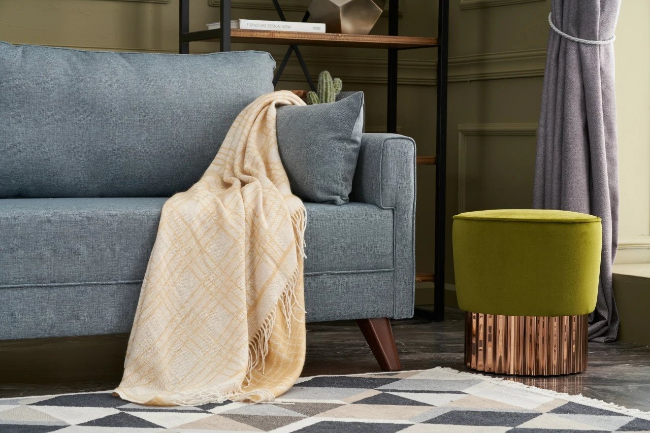 Kauç i trefishtë, ngjyrë kaltër, Bella Soft, Atelier del Sofa